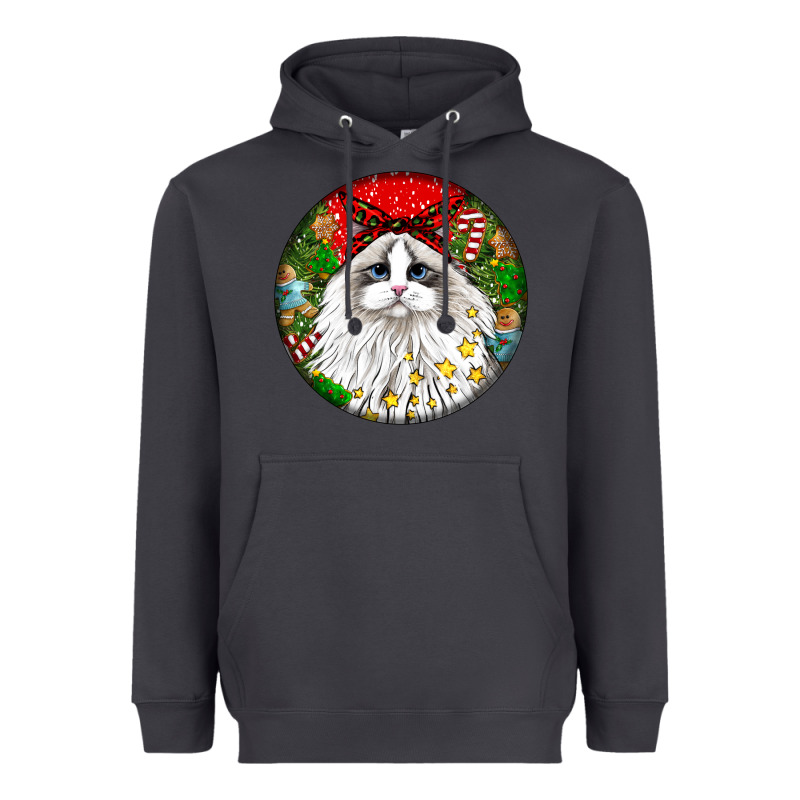 Christmas Ragdoll  Cat Heavyweight Hoodie by LillyAllenDesigns | Teevron