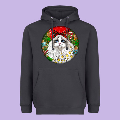 Christmas Ragdoll  Cat Heavyweight Hoodie Designed By Lillyallendesigns