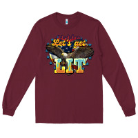 Burgundy lets get lit america eagle Long Sleeve Tee - NancyCooperArtShop