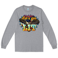 Heather Grey lets get lit america eagle Long Sleeve Tee - NancyCooperArtShop