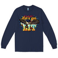 Navy lets get lit america eagle Long Sleeve Tee - NancyCooperArtShop