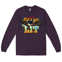 Plum lets get lit america eagle Long Sleeve Tee - NancyCooperArtShop