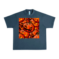 Midnight Navy halloween pumpkin seamless pattern Urban Heavy Tee - BundleAndBundleShop