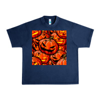 Navy halloween pumpkin seamless pattern Urban Heavy Tee - BundleAndBundleShop