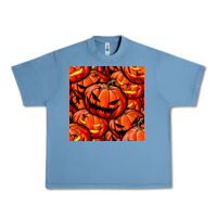 Pebble Blue halloween pumpkin seamless pattern Urban Heavy Tee - BundleAndBundleShop
