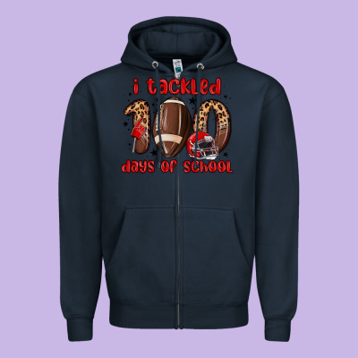 I Tackled 100 Days Of School Zipper Hoodie Designed By Maliassmallbusiness