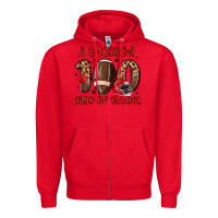 Red i tackled 100 days of school Zipper Hoodie - MaliasSmallBusiness
