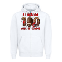 White i tackled 100 days of school Zipper Hoodie - MaliasSmallBusiness