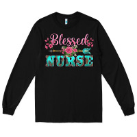 Black western blessed nurse pink floral arrow Long Sleeve Tee - BarkalooDesign