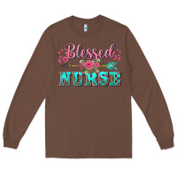 Chestnut western blessed nurse pink floral arrow Long Sleeve Tee - BarkalooDesign
