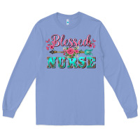 Colony Blue western blessed nurse pink floral arrow Long Sleeve Tee - BarkalooDesign
