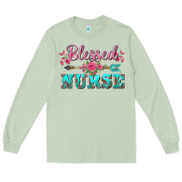 Western Blessed Nurse Pink Floral Arrow Long Sleeve Tee | Teevron