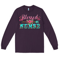 Plum western blessed nurse pink floral arrow Long Sleeve Tee - BarkalooDesign