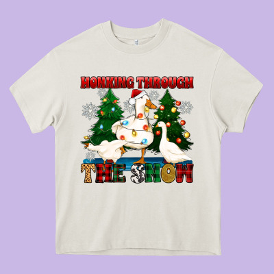 Honking Through The Snow Heavy Core Tee Designed By Zillion Design Studio