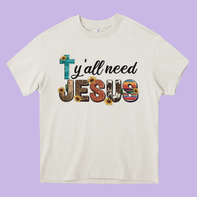 Y'all Need Jesus Heavy Core Tee Designed By Artiststas