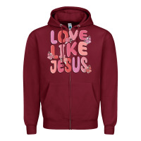 Burgundy love like jesus Zipper Hoodie - MaliasSmallBusiness