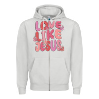 Dove Grey love like jesus Zipper Hoodie - MaliasSmallBusiness