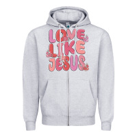 Heather Grey love like jesus Zipper Hoodie - MaliasSmallBusiness