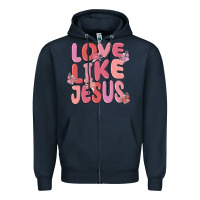 Navy love like jesus Zipper Hoodie - MaliasSmallBusiness