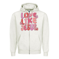 Oatmeal Heather love like jesus Zipper Hoodie - MaliasSmallBusiness