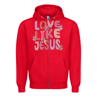 Red love like jesus Zipper Hoodie - MaliasSmallBusiness