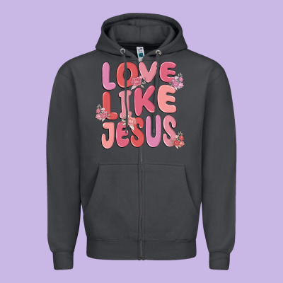 Love Like Jesus Zipper Hoodie Designed By Maliassmallbusiness