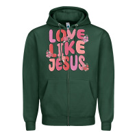 Sports Green love like jesus Zipper Hoodie - MaliasSmallBusiness
