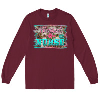 Burgundy western blessed nurse pink floral arrow  background Long Sleeve Tee - BarkalooDesign