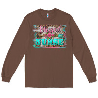 Chestnut western blessed nurse pink floral arrow  background Long Sleeve Tee - BarkalooDesign