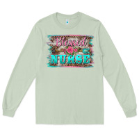 Matcha western blessed nurse pink floral arrow  background Long Sleeve Tee - BarkalooDesign