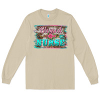 Mushroom western blessed nurse pink floral arrow  background Long Sleeve Tee - BarkalooDesign