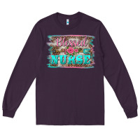 Plum western blessed nurse pink floral arrow  background Long Sleeve Tee - BarkalooDesign