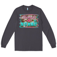 Western Blessed Nurse Pink Floral Arrow  Background Long Sleeve Tee | Teevron