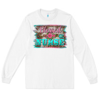 White western blessed nurse pink floral arrow  background Long Sleeve Tee - BarkalooDesign
