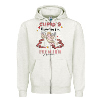 Oatmeal Heather cupids brewing company Zipper Hoodie - MaliasSmallBusiness