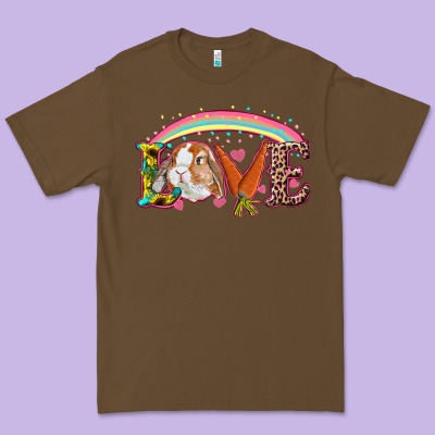 Premium Tee Easter Bunny Love With Rainbow