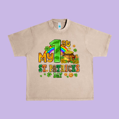 My First St Patricks Day With Coins And Shamrocks Urban Heavy Tee Designed By Adodesignshop