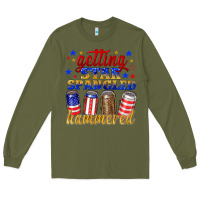 Army Green getting star spangled hammered Long Sleeve Tee - NancyCooperArtShop