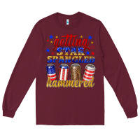 Burgundy getting star spangled hammered Long Sleeve Tee - NancyCooperArtShop