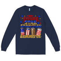 Navy getting star spangled hammered Long Sleeve Tee - NancyCooperArtShop