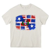 Cream dominican and puerto rico flag Heavy Core Tee - texasbilliewilder
