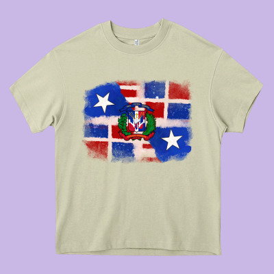Dominican And Puerto Rico Flag Heavy Core Tee Designed By Texasbilliewilder