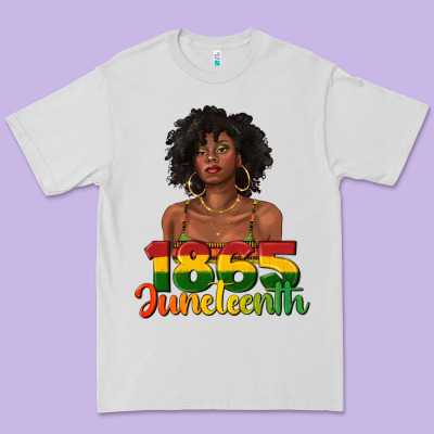 Premium Tee 1865 juneteenth with afro black woman