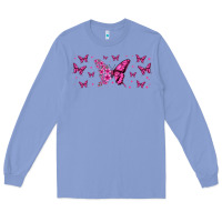 Colony Blue floral breast cancer butterfly Long Sleeve Tee - Jasminsmagicworld
