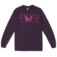 Plum floral breast cancer butterfly Long Sleeve Tee - Jasminsmagicworld