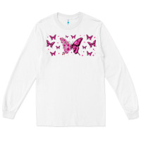 White floral breast cancer butterfly Long Sleeve Tee - Jasminsmagicworld