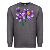Charcoal Heather Pasque Flower Illustrations Premium Sweatshirt - LillyAllenDesigns