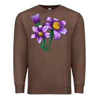 Chestnut Pasque Flower Illustrations Premium Sweatshirt - LillyAllenDesigns