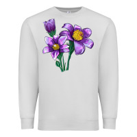 Dove Grey Pasque Flower Illustrations Premium Sweatshirt - LillyAllenDesigns