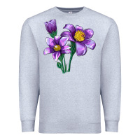 Heather Grey Pasque Flower Illustrations Premium Sweatshirt - LillyAllenDesigns